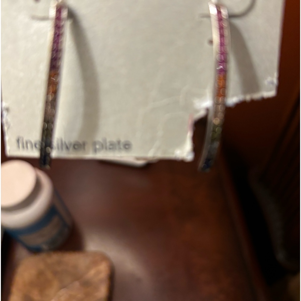 Silver works multi color threader earrings